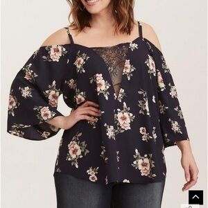 Torrid Floral Plus Size Off the shoulder Bohemian Lace Blouse 3X